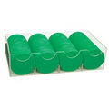 Diamond Style 100 Green Clay Poker Chips in Lucite Box